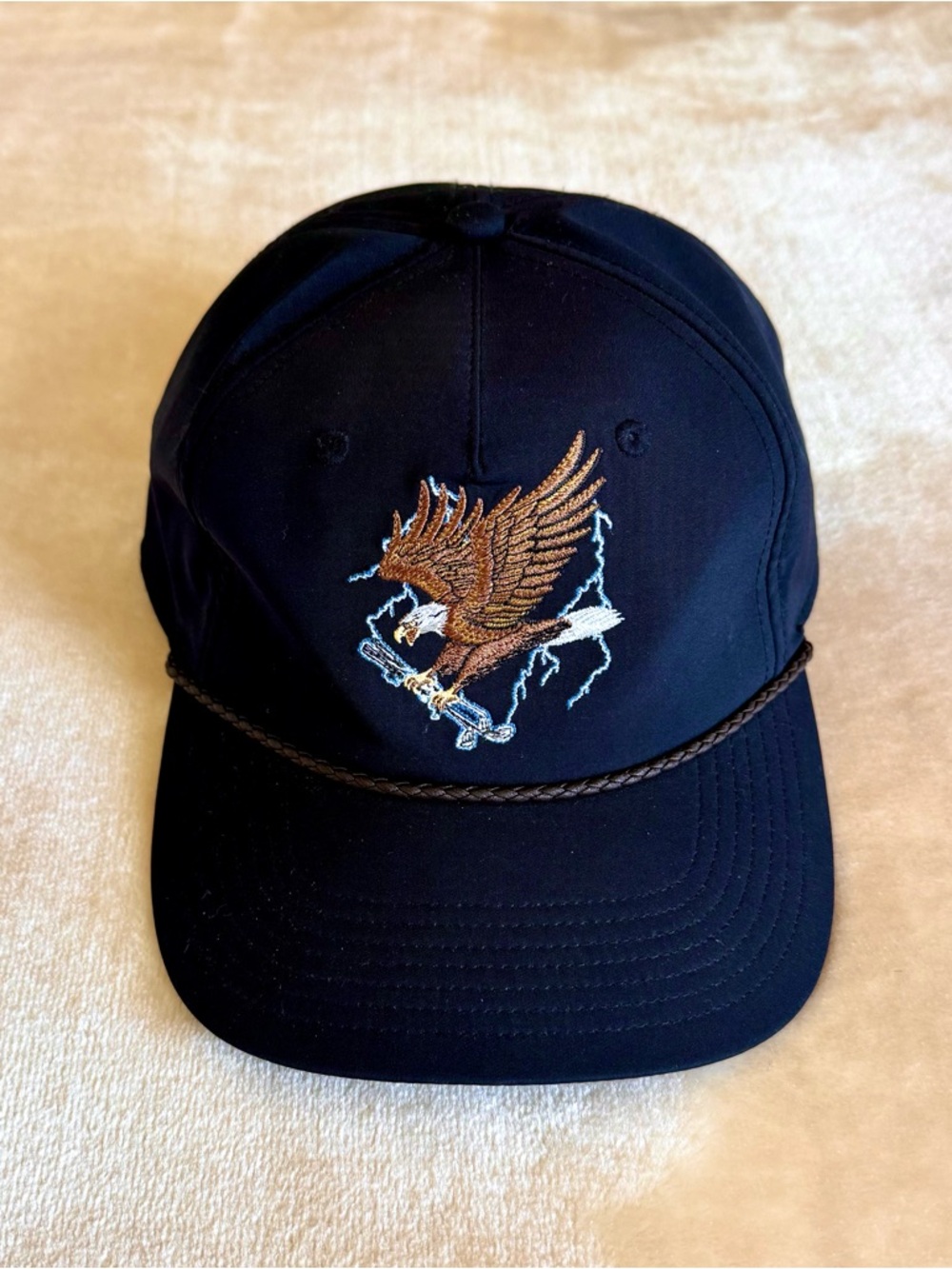 Black Adidas Hat with Embroidered Eagle Design